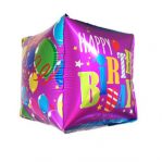 Balon Foil Happy Birthday Kotak Ungu