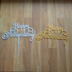 topper kue acrylic happy anniversary / tusuk kue / cake topper